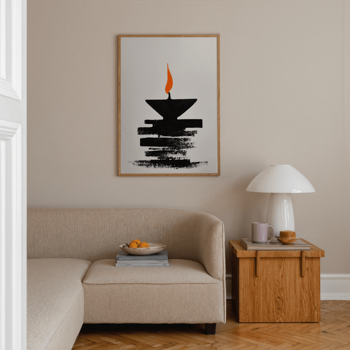 Graphic tribal dance poster in black and orange
