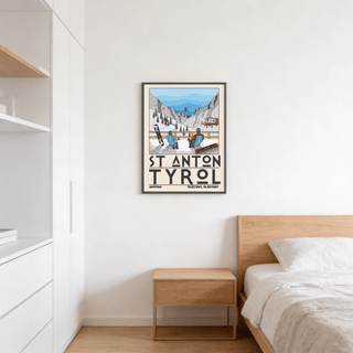 Coordinate text detail in St Anton Tyrol Art Print with Austria label and numbers