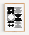 Modern abstract art poster in black and white Bauhaus style