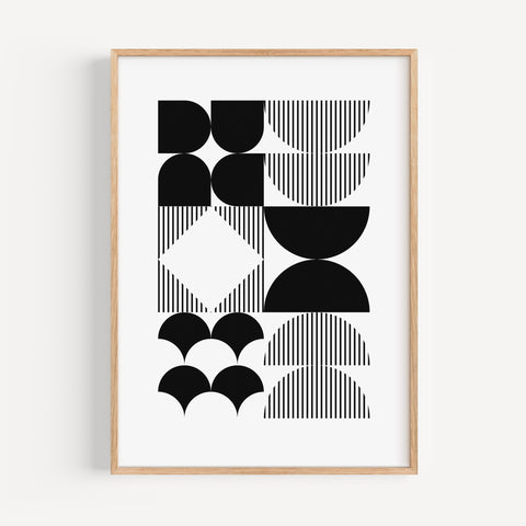 Modern abstract art poster in black and white Bauhaus style