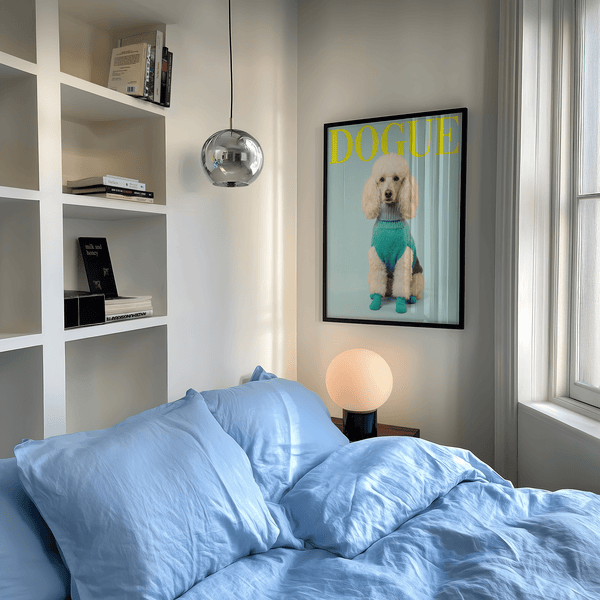 Playful Pet Wall Decor in blue and green, bathroom wall poster