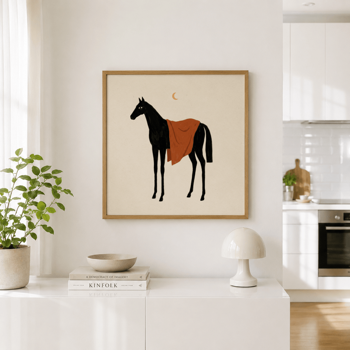 Horse Moon Wall Art poster showing a horse beneath a small moon