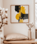 Contemporary Abstract Square Art Print yellow black wall art for studio