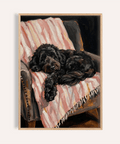 Black Cockapoo Poster in Black, Pink, Beige for living room wall art
