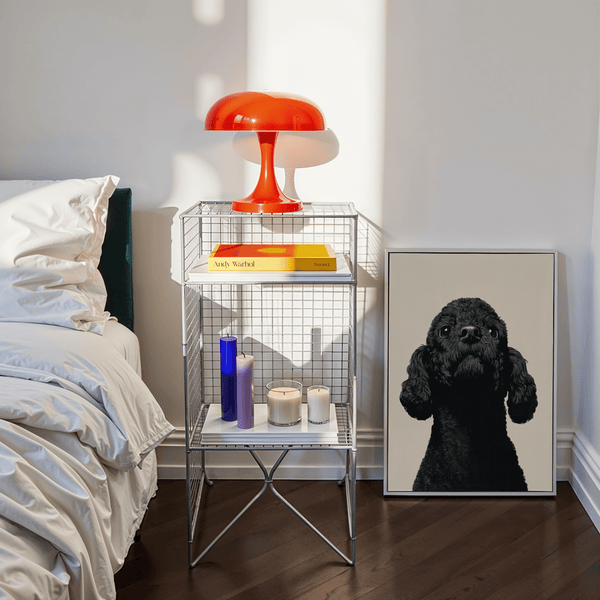 Elegant Black Poodle Wall Art with Beige background for nursery, wall art