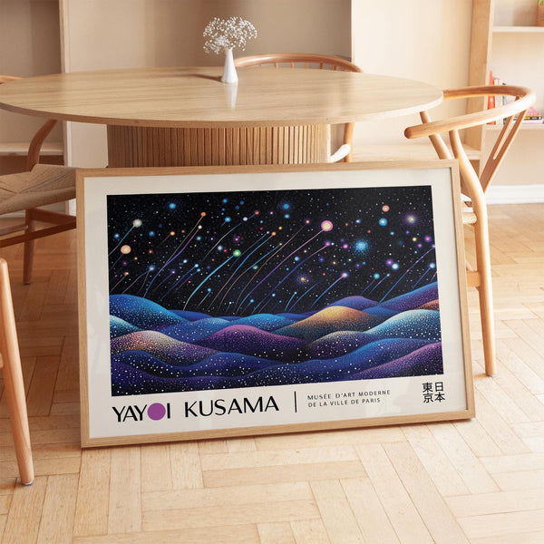 Landscape prints with night sky and hills in rich cosmic palette