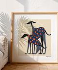 Polka dot greyhound wall art for kids&#39; rooms.