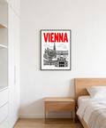 Architectural Vienna skyline wall art print with arched entryways and central spire