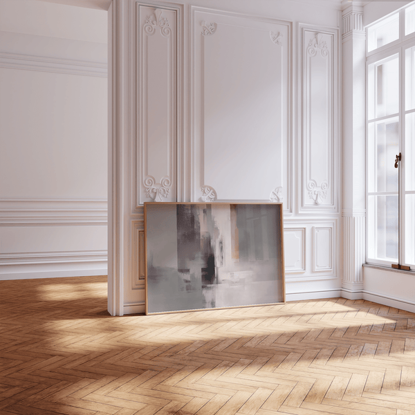 Abstract Art Print Grey Purple with purple and gray hues for office decor