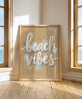Art print of Beach Vibes Wall Art in Beige and White for hallway