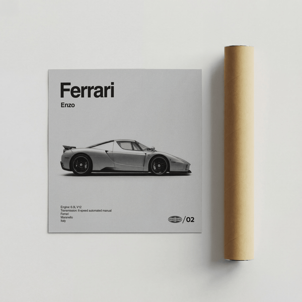 Monochrome Enzo Ferrari Print art print for gallery wall