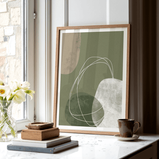 Modern Organic Print of intersecting textured shapes with open negative space