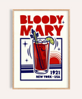 Bloody Mary Poster in Red and Blue for kitchen wall art