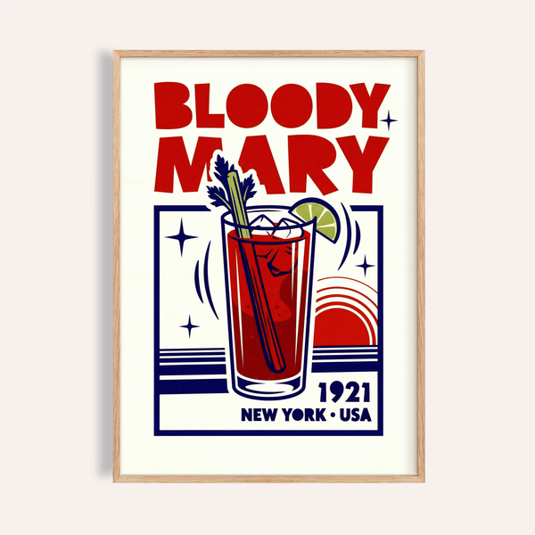 Bloody Mary Poster in Red and Blue for kitchen wall art