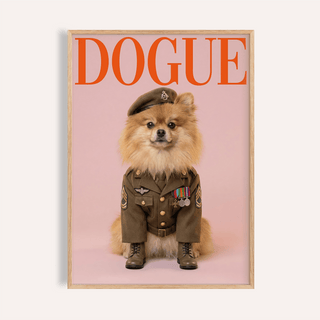 Military Dog Wall Art in pink and gold for living room poster
