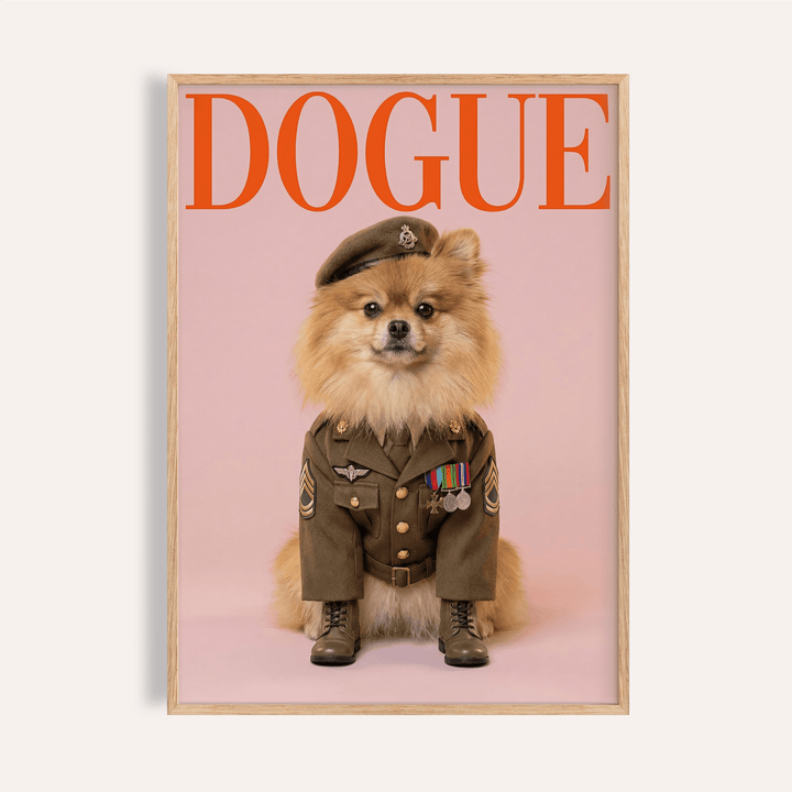 Military Dog Wall Art in pink and gold for living room poster