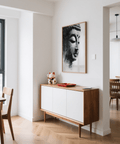Elegant Black and White Buddha Art Print for yoga studio poster