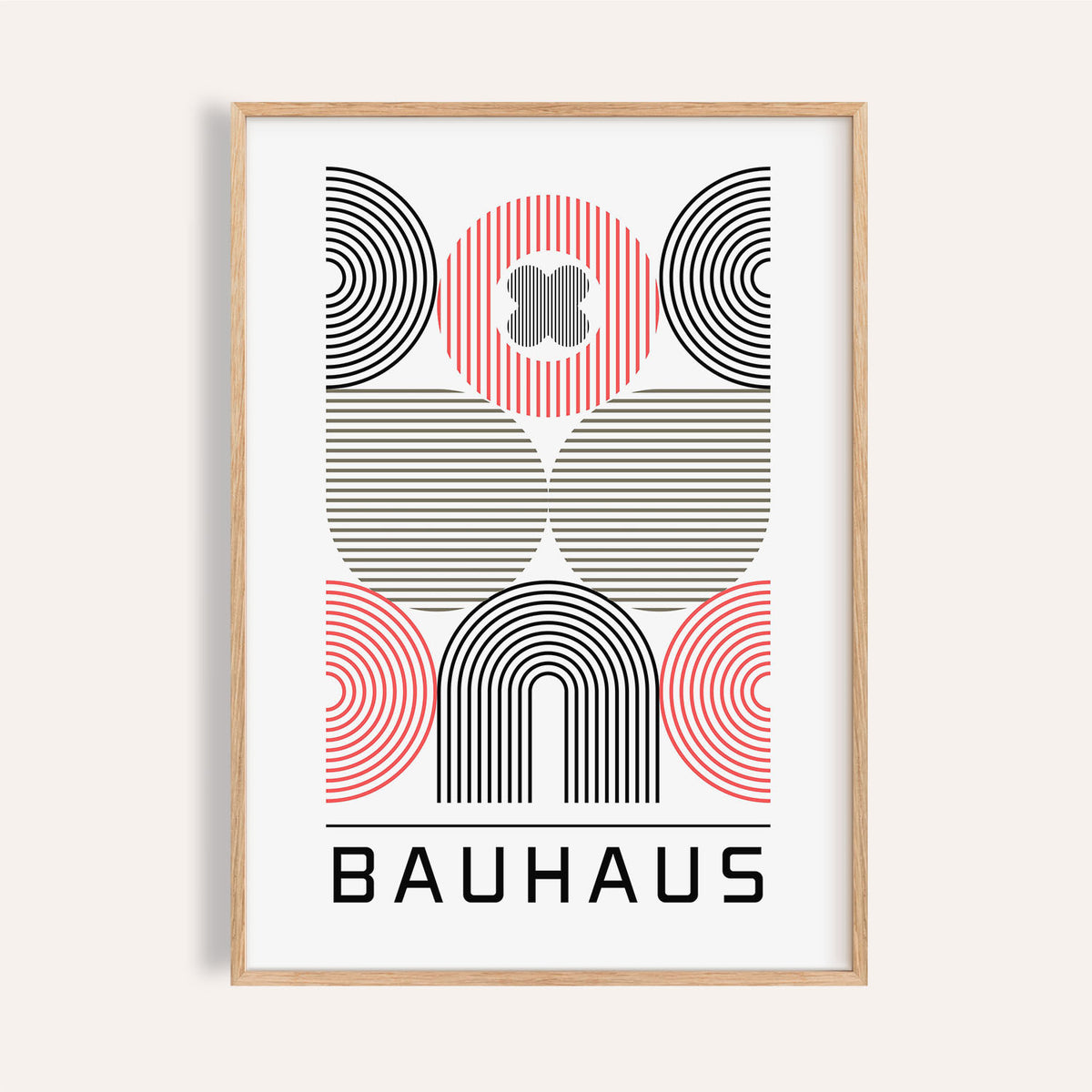 Wall art for home office featuring concentric Bauhaus circles