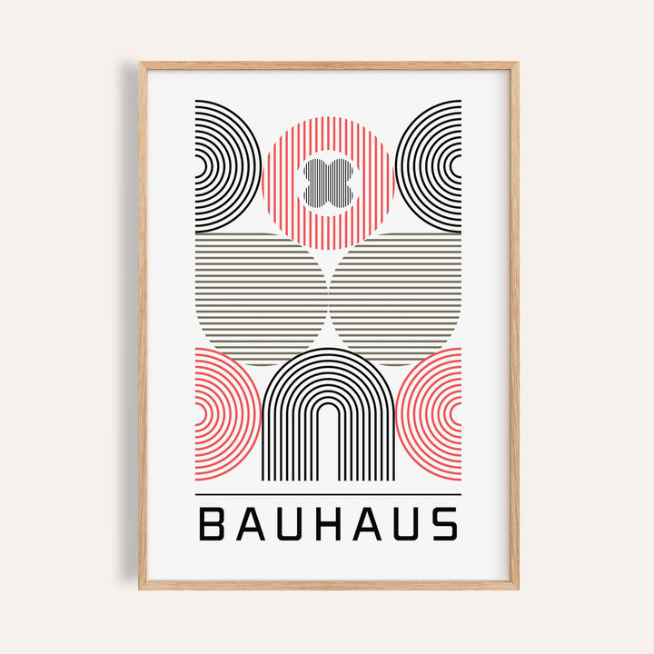 Wall art for home office featuring concentric Bauhaus circles