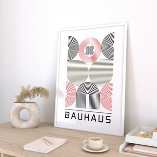 Modern workspace decor with Bauhaus wall art for home office