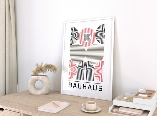 Modern workspace decor with Bauhaus wall art for home office
