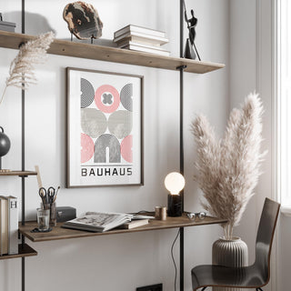 Concentric arches and circles in Bauhaus wall art for home office
