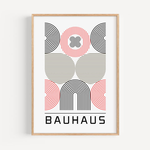 Abstract Bauhaus poster art in vibrant colours, ideal for contemporary and retro-inspired spaces
