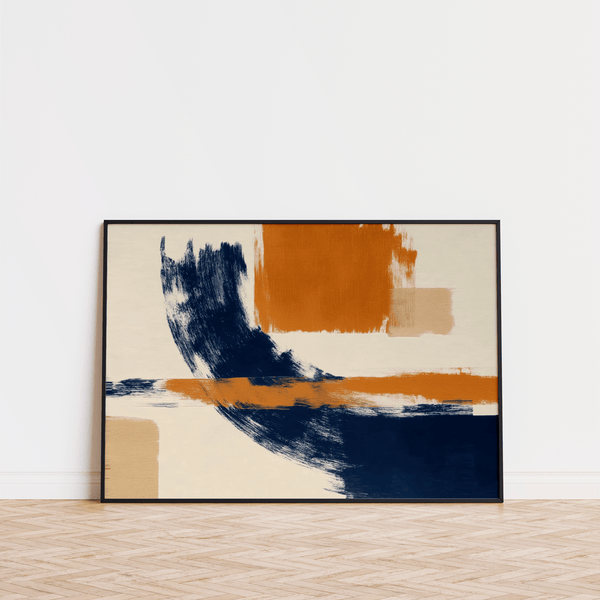 Blue and Orange Art for home office, showcasing blue and orange in modern wall art