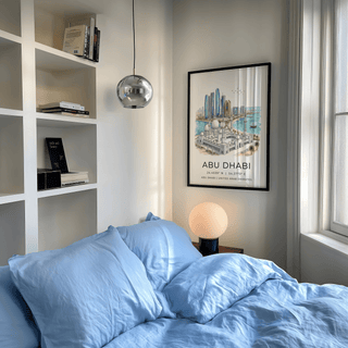 Abu Dhabi Art Print showcasing curved coastline and glass towers