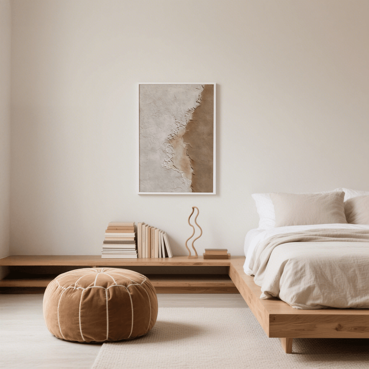 Textured Modern Home Decor poster, main colors brown and beige, for office