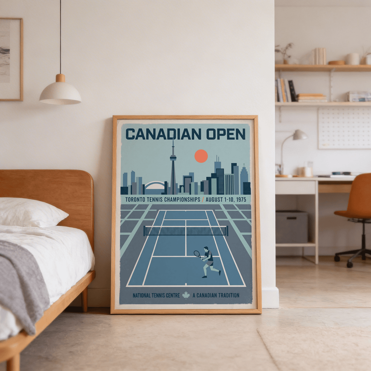 Toronto tennis championships poster print with skyline silhouettes and sun