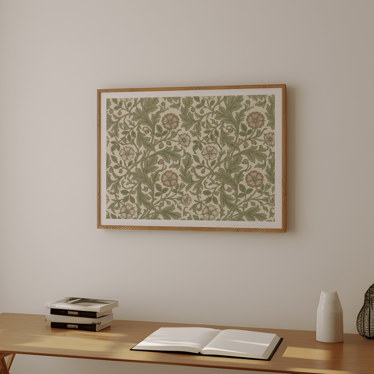 Floral Botanical Wall Decor in green and pink for living room wall art