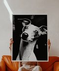 Dog Art Print with black and white tones for hallway art print