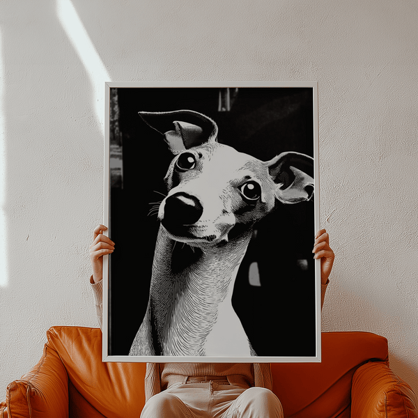Dog Art Print with black and white tones for hallway art print