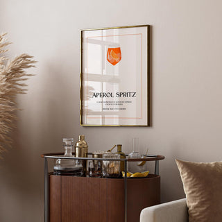 Aperol Spritz drink print with simple typography and modern border frame.