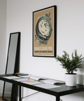 Diagonal racing wall art with streamlined car, curved roadway loop, and abstract terrain shapes