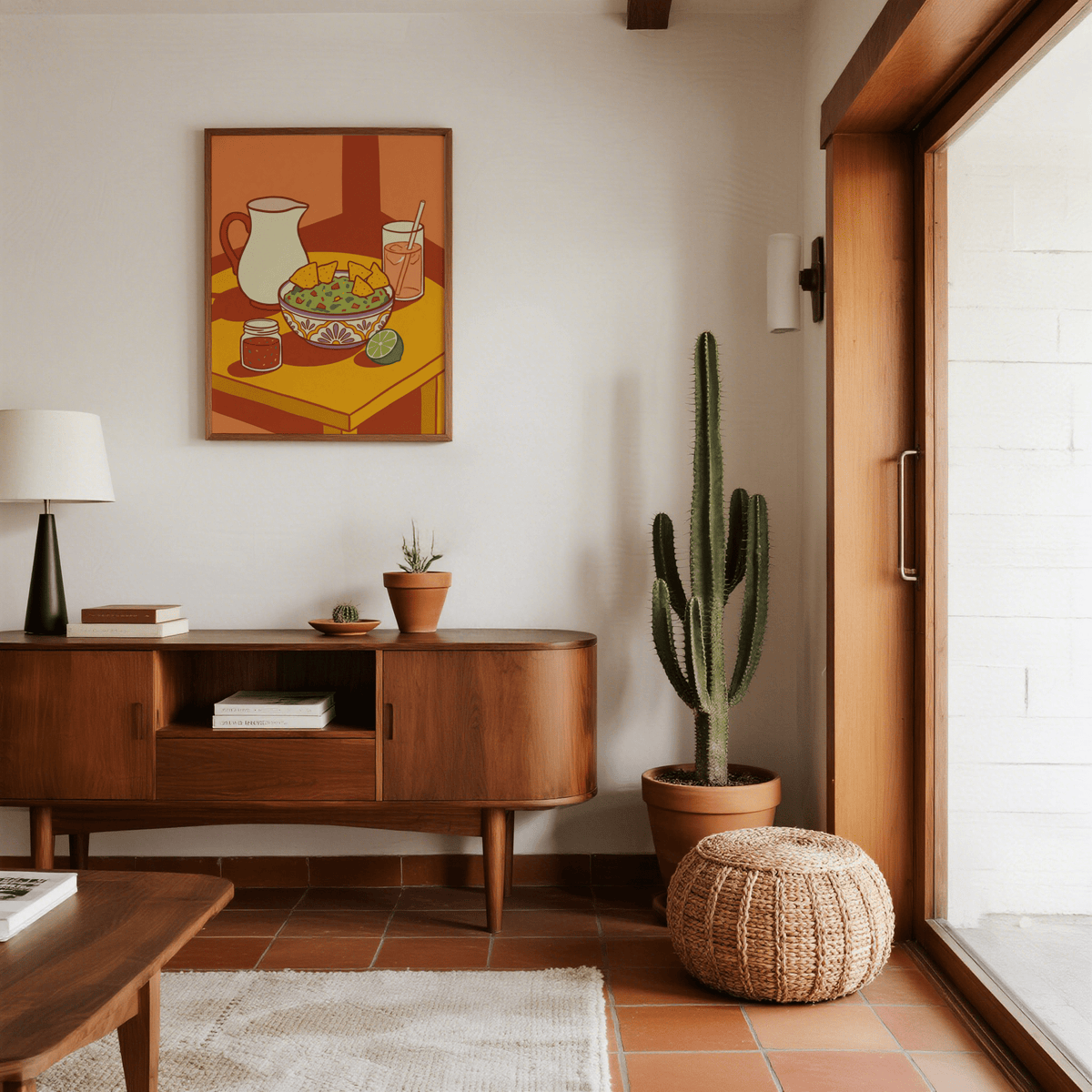 Mexican Cuisine Wall Art featuring bold Orange, Green for kitchen decor