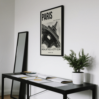 Paris Eiffel Tower Print close up of upward beams and archive date 1889