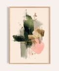 Contemporary Art Poster in Green and Beige for living room wall art