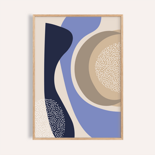Abstract curves wall art print with concentric circles and dotted texture