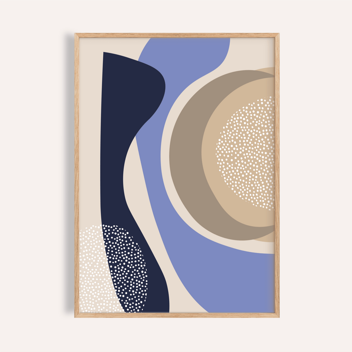 Abstract curves wall art print with concentric circles and dotted texture