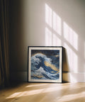 Japanese wave wall art featuring bold ocean textures.