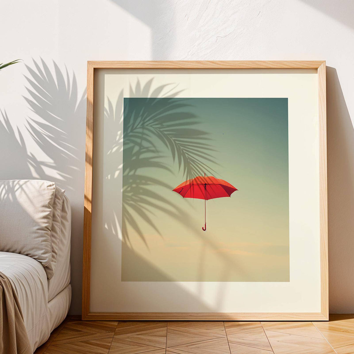 dreamlike surreal wall art with vibrant red hues