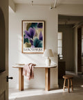 Botanical plant poster featuring violet and beige foliage