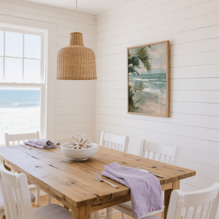 Tropical Beach Art with green and beach vibes for hallway wall art