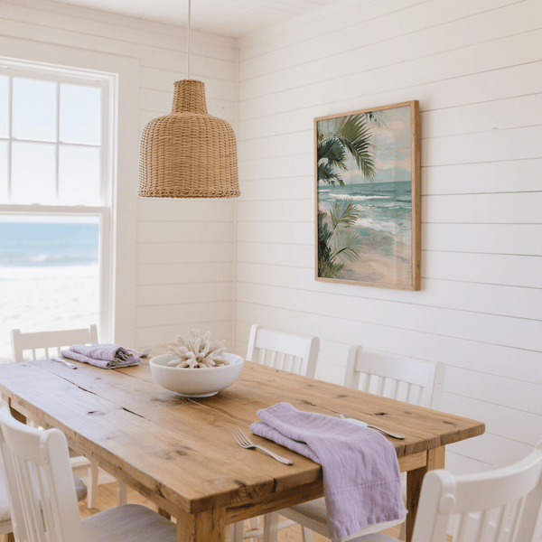 Tropical Beach Art with green and beach vibes for hallway wall art