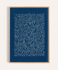 Heart Pattern Art in Blue and White for living room wall art