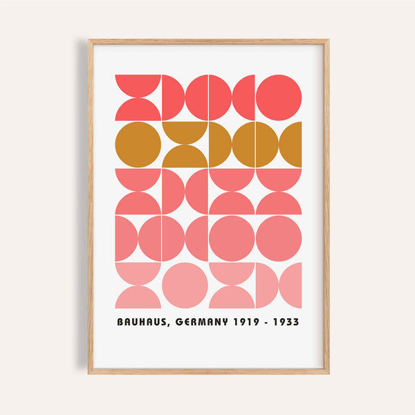 Bold MCM wall art featuring geometric Bauhaus design