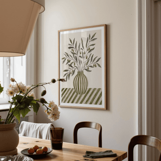 Kitchen wall art poster of Olive Branch Art in beige and green colors