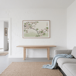Bird Cherry Blossom Art Print poster featuring Green leaves and Pink buds